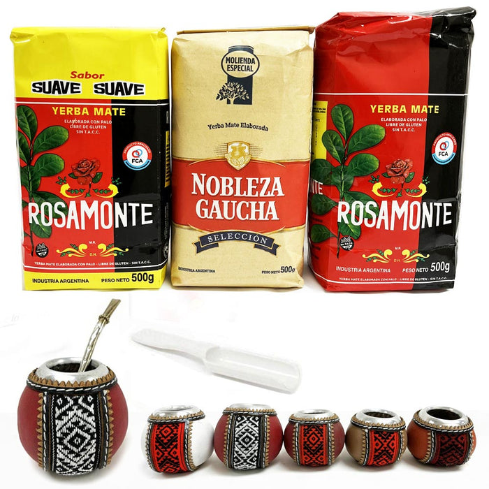 1 Argentina Mate Gourd Cup Straw Bombilla Yerba Rosamonte Nobleza Gaucha Tea Kit