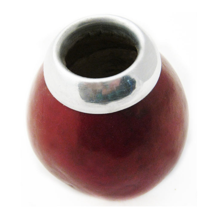 1 x MATE GOURD CUP TEA AND STRAW BOMBILLA COLOR BURGUNDY HERBAL KIT NEW