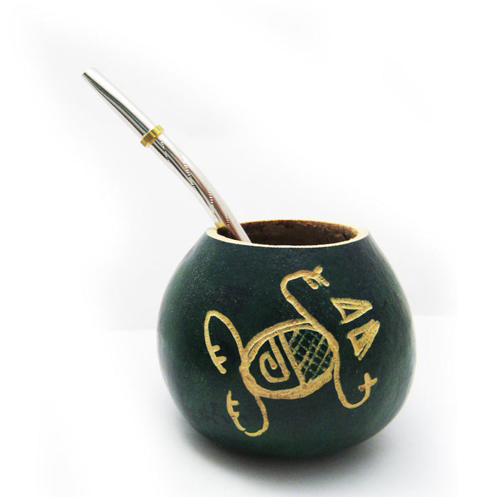 Mate Gourd Yerba Cup With Bombilla Straw Kit Artesian Handmade Argentina Drink