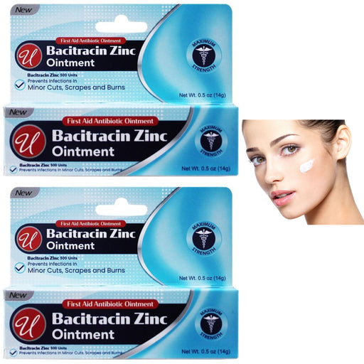 2 Pc Maximum Strength Bacitracin Zinc Antibiotic Ointment Cream Skin Itch Relief