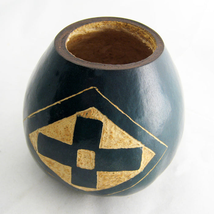 Cross Handmade Carved Mate Cup Gourd for Yerba Mate or Tea With Straw Bombilla Natural
