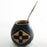 Cross Handmade Carved Mate Cup Gourd for Yerba Mate or Tea With Straw Bombilla Natural