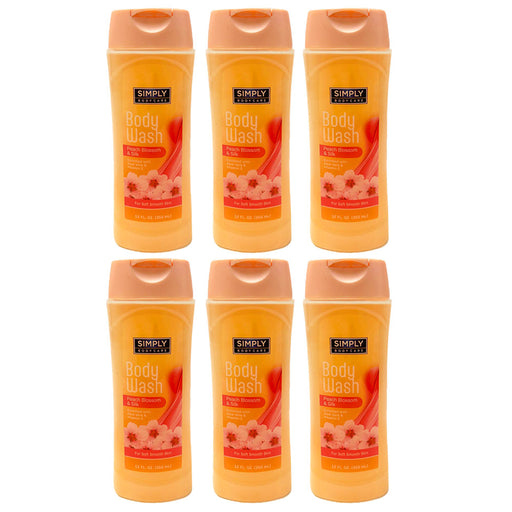6 Pk Women Body Wash Peach Blossom Shower Gel Soap Skin Hydrating Moisture 12oz