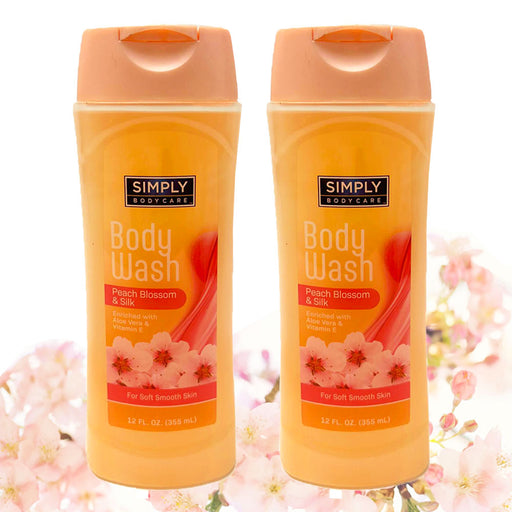 2 Moisturizing Body Wash Aloe Vitamin E Peach Blossom Silky Shower Gel Soap 12oz
