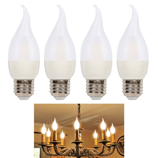4 Frosted 40W Replacement LED Light Bulbs Medium Base Lamp Flame Tip Chandelier