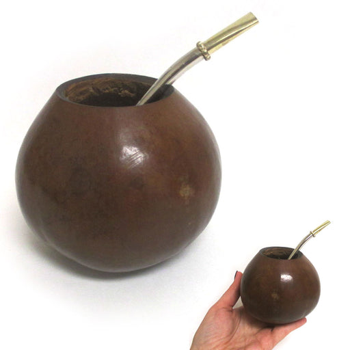 TRADITIONAL ARGENTINE MATE GOURD WITH STRAW BOMBILLA DRINK EASY 3357
