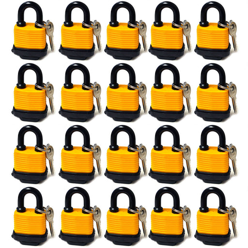 20 Pc Keyed Padlocks Heavy Duty Waterproof 30mm Pad Locks Home Security Outdoor