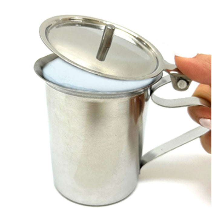 1 Coffee Creamer Server Stainless Steel Pitcher Lid Cover 10oz Milk Frothing Cup