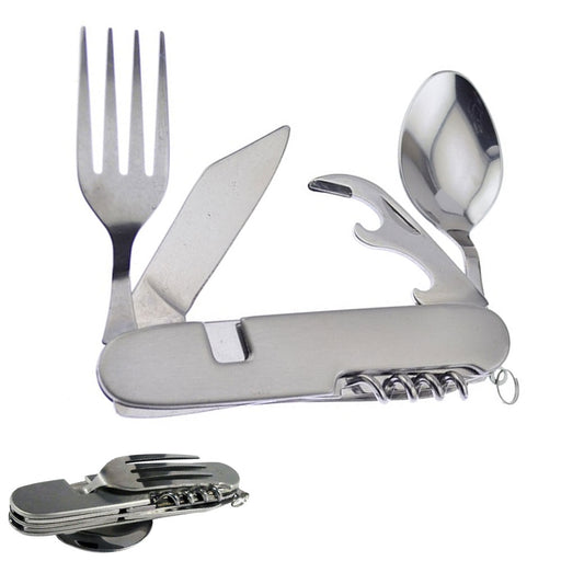 1 Set 7 in 1 Camping Cutlery Stainless Steel Eating Utensils Fork Knife Spoon