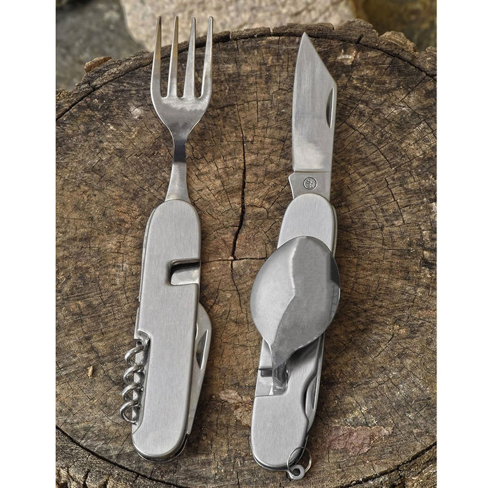 1 Set 7 in 1 Camping Cutlery Stainless Steel Eating Utensils Fork Knife Spoon