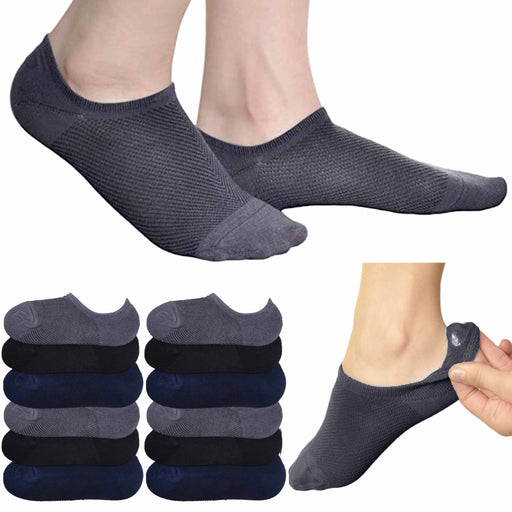 12 Pairs No Show Socks Non Slip Grip Cotton Ankle Low Cut Athletic Assorted 9-11