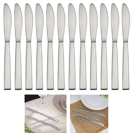 12 Dinner Knives Stainless Steel Dessert Knife Silver Silverware Home Tableware