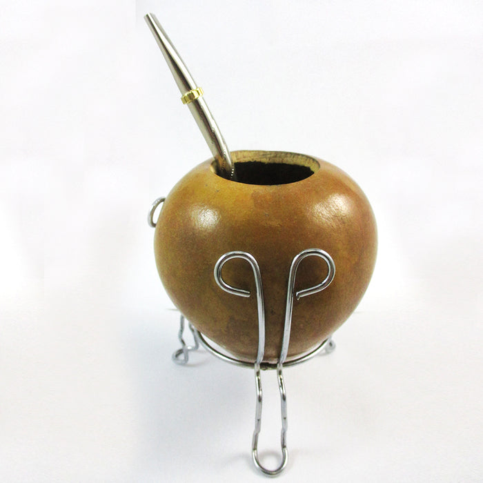 Argentina Mate Gourd Yerba Tea Cup With Metal Straw Bombilla Detox Drink 60077