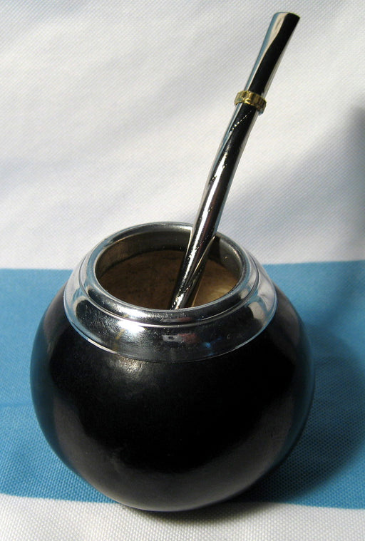 Traditional Classic Argentinian Mate Gourd Yerba with Straw 2463 Black