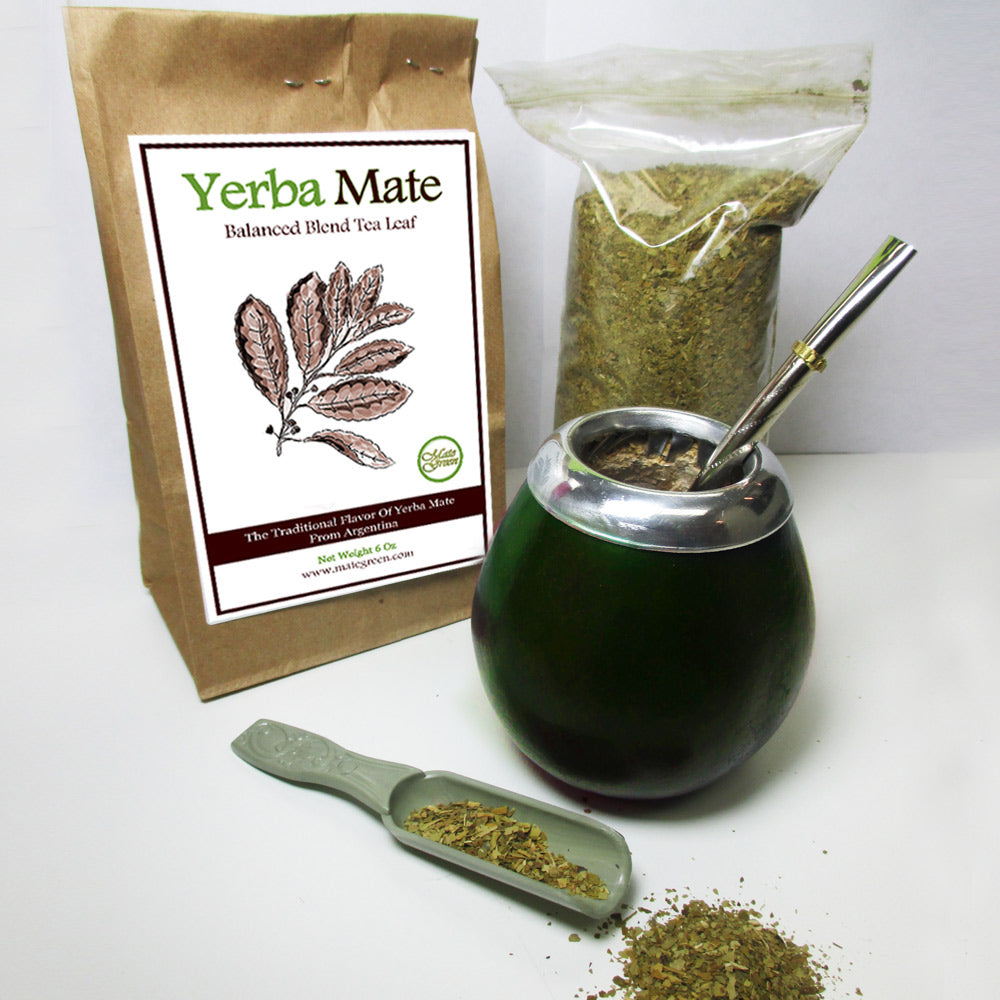 4Pc Argentina Yerba Mate Tea Gourd Cup Straw Bombilla 6oz Leaf Bag Kit Pack 4200
