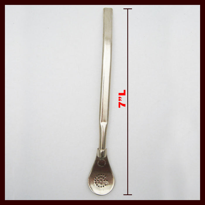 Bombilla Stainless Steel Yerba Mate Filtered Straw Spoon Tea Drinking Silver M13