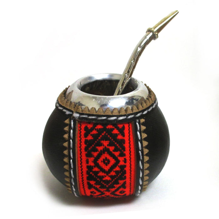 4 Pc Argentina Yerba Mate Tea Gourd Cup Straw Bombilla 6oz Leaf Bag Kit  Gift Set