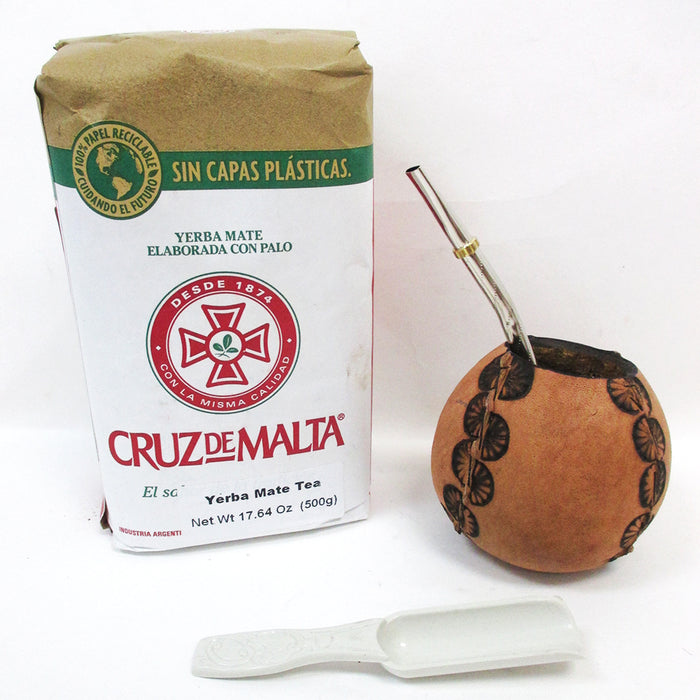 Argentina Mate Gourd Cup Straw Bombilla Yerba Rosamonte Cruz DeMalta Tea Bag Kit