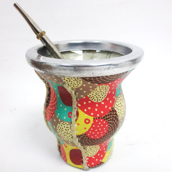Argentina Yerba Mate Gourd Kit Cup Straw Bombilla Bag Herb Container Drink 6185