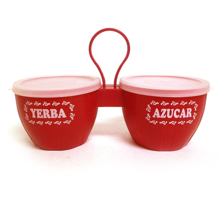 1 Set Yerba Mate Azucar Sugar Container Tea Canister Storage Jar Lid Carafe Red